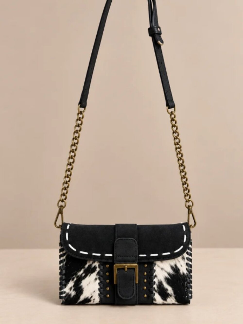 Trinity Ranch Genuine Cowhide Western Wallet Crossbody Bag Black-NWT